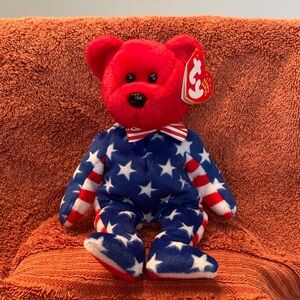 Ty Beanie Babies - Liberty the Red Bear - Retired 2001 plush toy w/tags